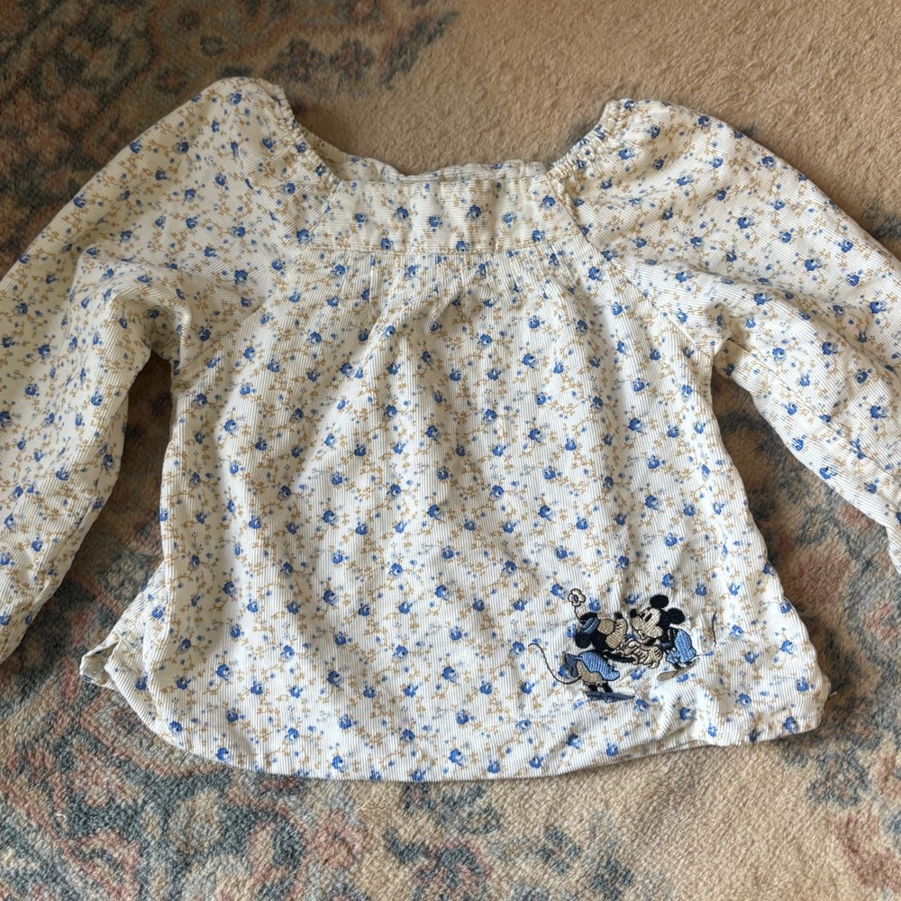 Vintage Original Mickey By Disney Long Sleeve Corduroy Blouse 3T